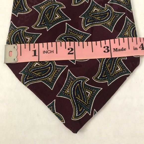 NWT Burgundy Purple Green Gold Cream Silk Tie - Picture 9 of 10